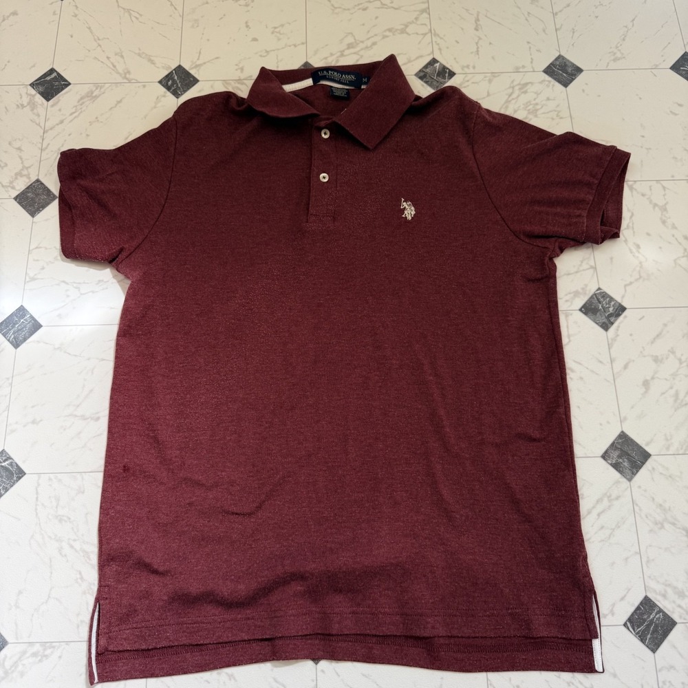 U.S. Polo Assn Polo Shirt Medium Red Short Sleeve Classic Logo Casual